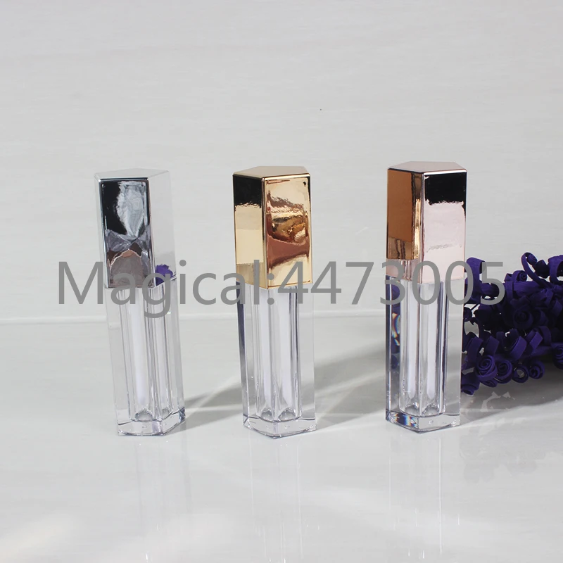 

20/50pcs 4.5ml Five Angle Rhombus Lip Gloss Tube Empty Cosmetic Clear Lipbalm Container Gold/Silver/Rose Gold Makeup Vilas Tools