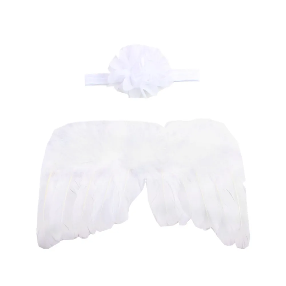 

Newborn Baby Kids Flower Headband & Angel Feather Wings Photo Props props Costume Decoration Easter