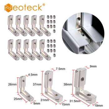 

Neoteck 10 Pcs Aluminum T Slot Brackets 2020/3030/4040 90 Degrees Zinc Alloy L-Shape Brackets Inside Corner Connector 2020 3030