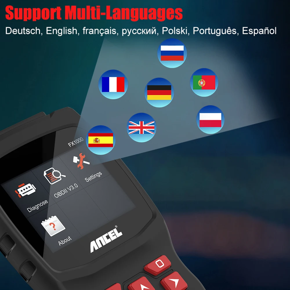 Автомобильный диагностический сканер Ancel FX1000 OBD2 полная система ABS DPF EPB сброс