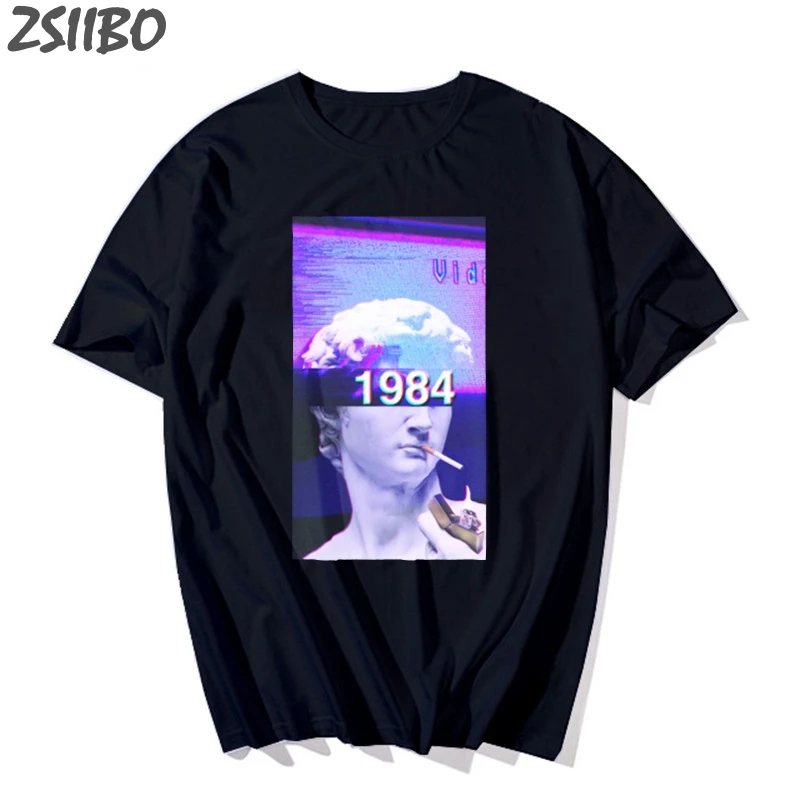 Забавная Мужская футболка Vaporwave Michelangelo статуя Давида принт Харадзюку с коротким
