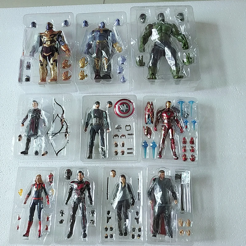 

SHF Avengers 4 Endgame Marvel Captain America Black Widow Thanos Iron Ant Spider Man Star Load Huk Dr Stranger Action Figure Toy