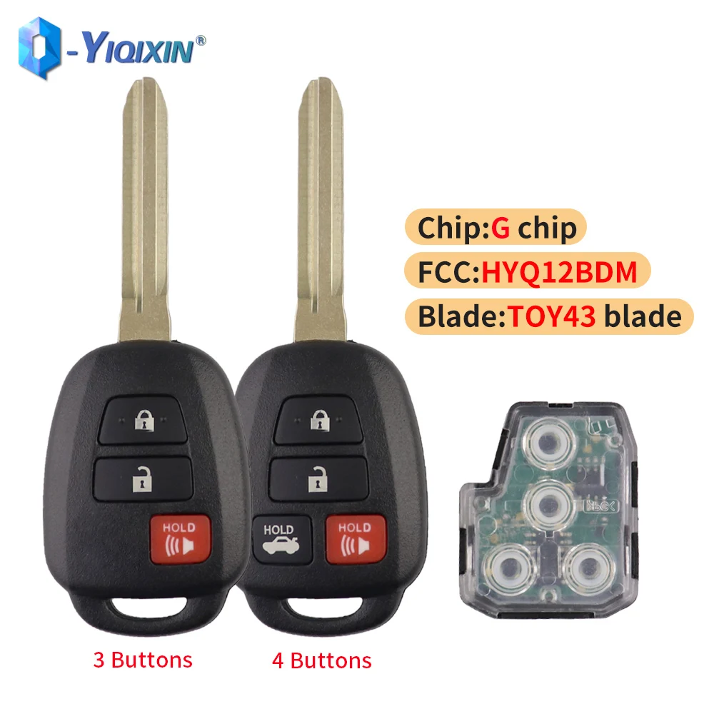 YIQIXIN 3/4 Button 315Mhz Remote Car Key For Toyota Camry G Chip Corolla 2012 2013 2014 2015 2016 2017 HYQ12BDM BDM Smart Fob remtekey 4 button 315mhz iyzvwtoua for volkswagen touareg 2011 2012 2013 2014 2015 2016 smart car key