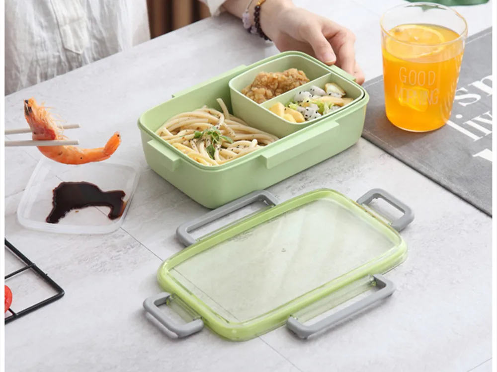 Портативный Ланч-бокс с защитой от протечек, независимая решетка, Bento, суши, фрукты, контейнер, коробки для детей, Bento box, контейнер для еды