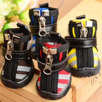 

New 4pcs/set Pet Dog Shoes Winter Super Warm Waterproof Dog Boots Zipper Anti-Slip Puppy Shoes Snow Boot Chihuahua XS-XL