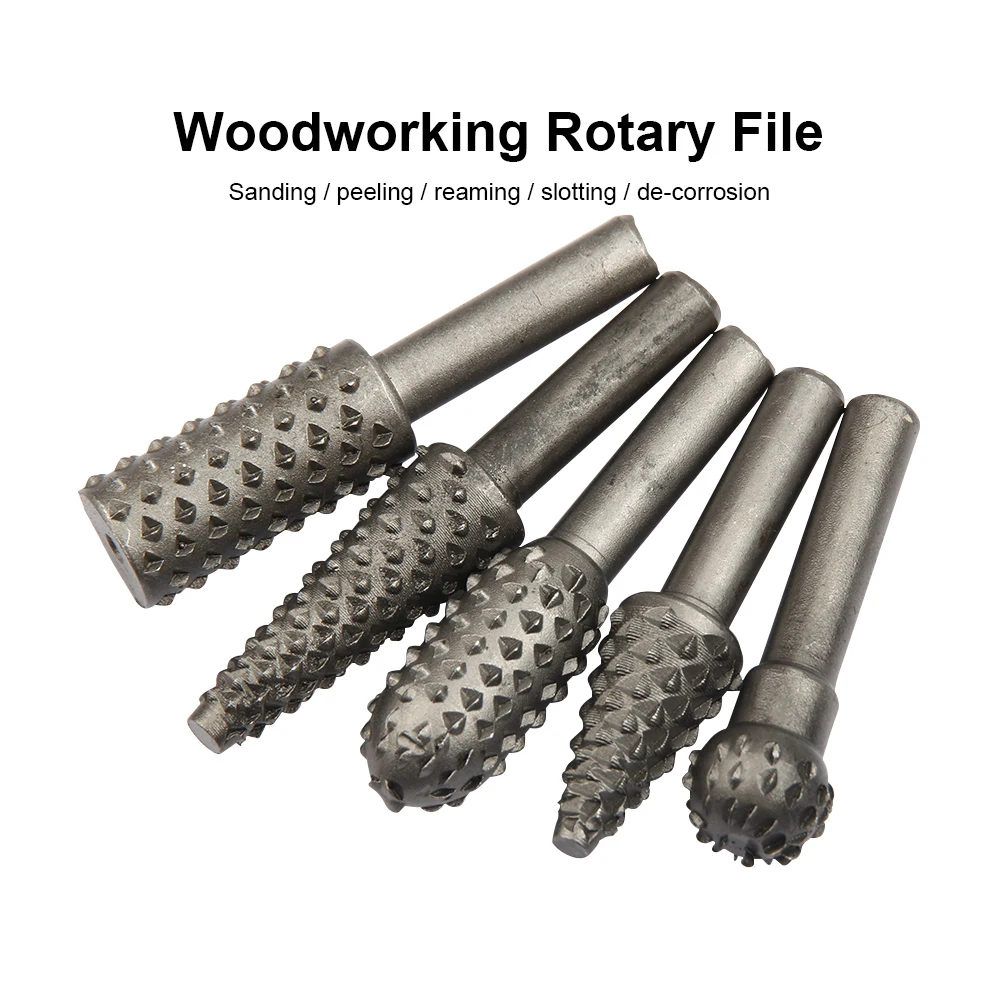 JelBo 5PCS 3/4/5/6/8MM Branch Drill Bits Carbide Burrs Woodworking Hole Cutter Hexagonal Handle Luo Drill Carpenters Tool