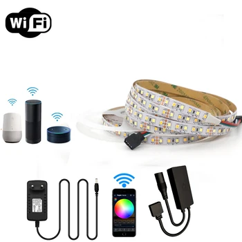 

Smart WIFI CCT LED Strip lamp Dual white 5M Dimmable Voice APP Control LED lights Tape Compatible Alexa Echo /Google Home