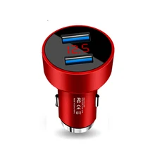 Универсальное автомобильное зарядное устройство с двумя USB, быстрая зарядка 3.1A(макс.), цифровой светодиодный дисплей напряжения тока, Автоматическая быстрая зарядка для телефона, планшета
