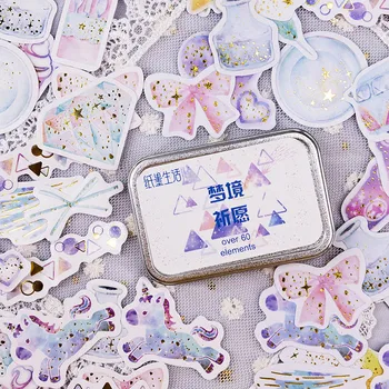 

60Pcs Cute Decorative Stickers Kawaii Unicorn Stationery Sticker Paper Adhesive Sticker For Kids DIY Scrapbooking Diary Supplies