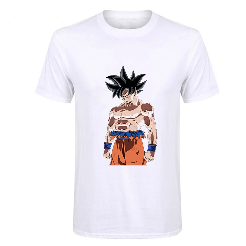 Эффектная Мужская футболка с Драконий жемчуг Z Goku, Высококачественная Спортивная модная повседневная брендовая одежда Harajuku, забавные объемные футболки с аниме - Цвет: M19bk1069-white