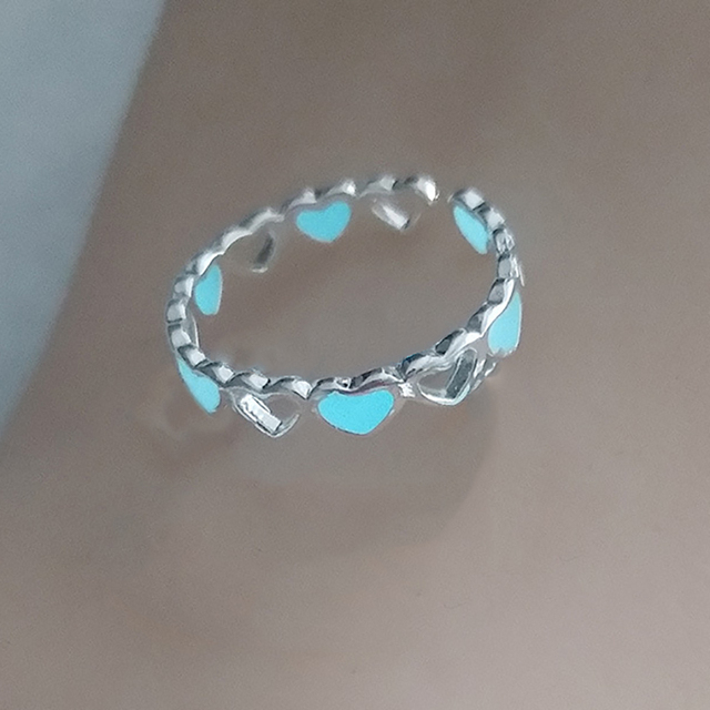 Hollow Heart Luminous Ring for Women Men Couple Rings Opening Adjustable Finger Ring Bands Glowing In The Dark Jewelry Gift