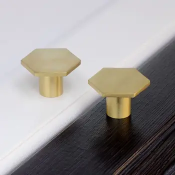 

Gold Brass Hexagon Knobs Cabinet Door Handle Drawer Pulls Furniture Hardware