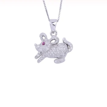 

Pekurr 925 Sterling Silver Crystal Running Mini Mouse Necklaces For Women Zircon Cute Animal Pendants Choker Fashion Jewelry