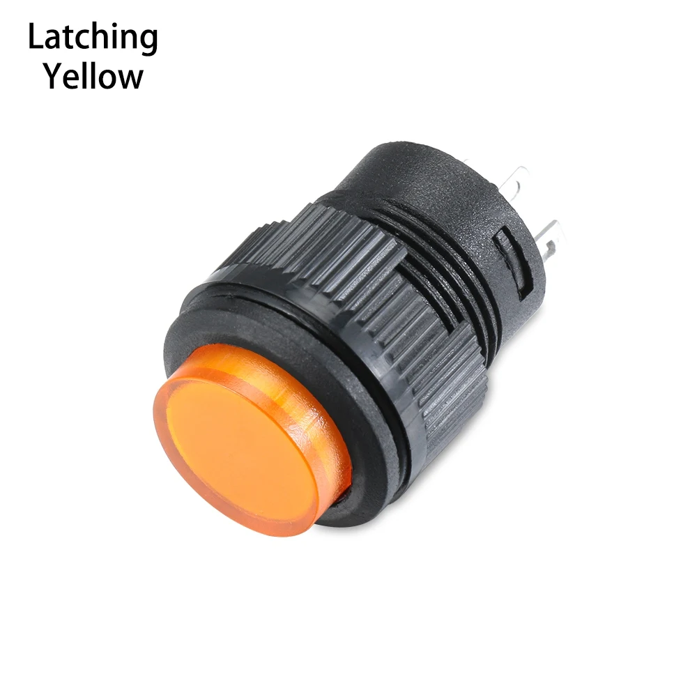Универсальный 4 Pin R16-503 16 мм светодиодный освещения с фиксацией/однократным нажимаем кнопку-переключатель - Цвет: Latching	yellow