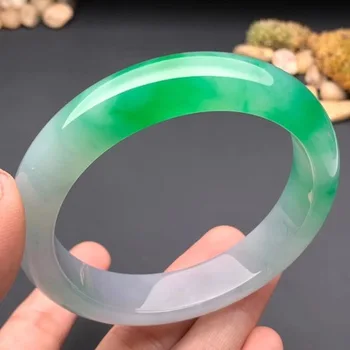 

Natural Burmese Jadeite 54-64mm Light Green Bracelet Elegant Princess Jewelry Send Mom to Girlfriend