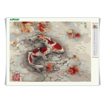 

AZQSD 5D Diamond Painting Fish Full Square Picture of Rhinestones Needlework Diamond Embroidery Animals Wall Decor DIY