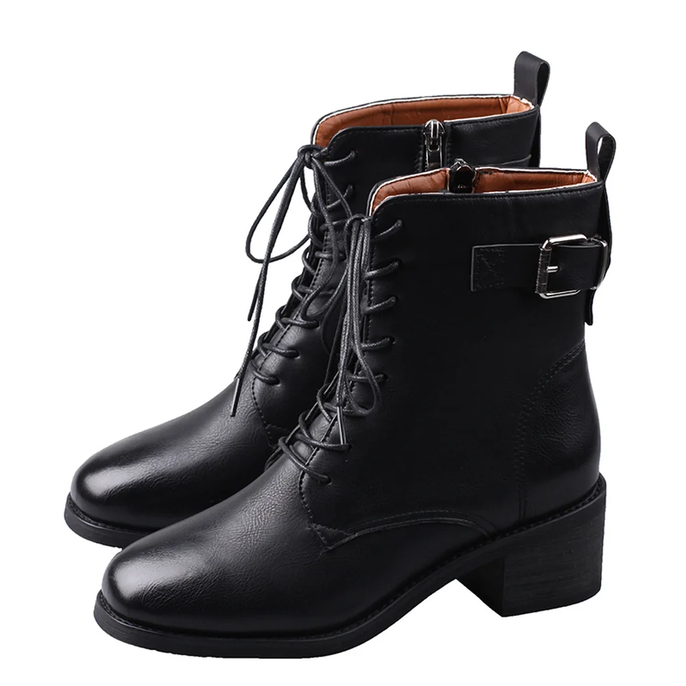 European style net red Martin boots female British wind 2019 winter new retro women's fashion thick with motorcycle | Обувь