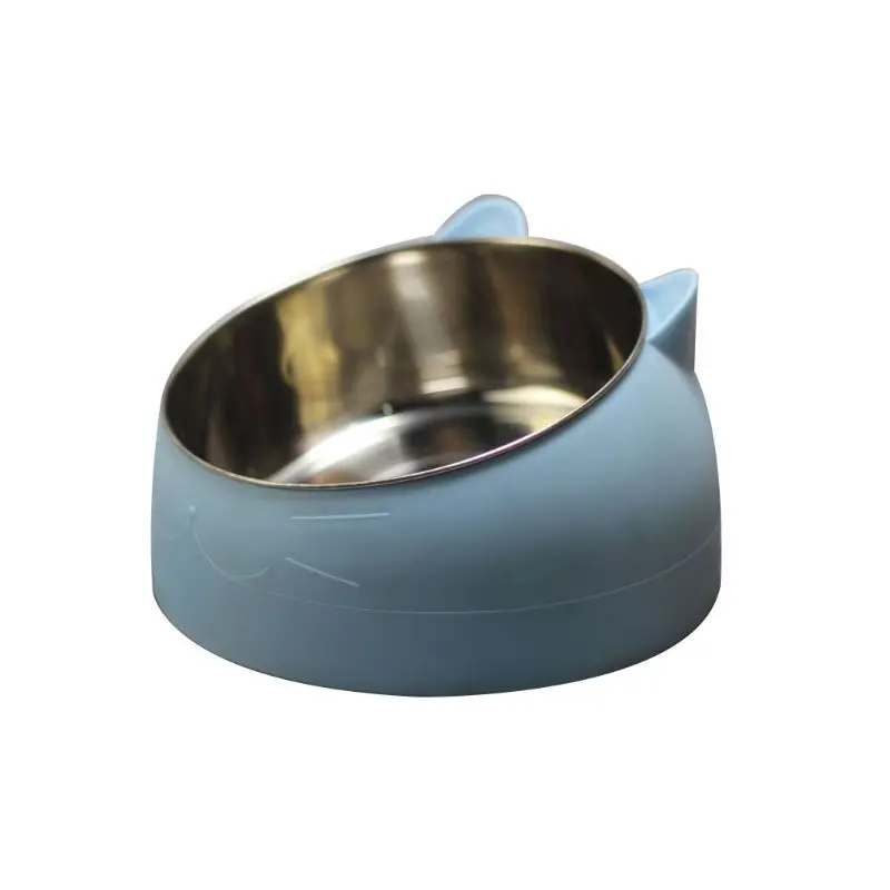 Милая чаша для кошек и собак защита шейного позвонка 15 градусов косой рот изделия из нержавеющей стали для домашних питомцев миски для корма M76D