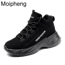 Moipheng/; зимние кроссовки на платформе; Модные женские кроссовки; Цвет черный, серебристый; обувь на танкетке с мехом; женские высокие кроссовки на массивном каблуке