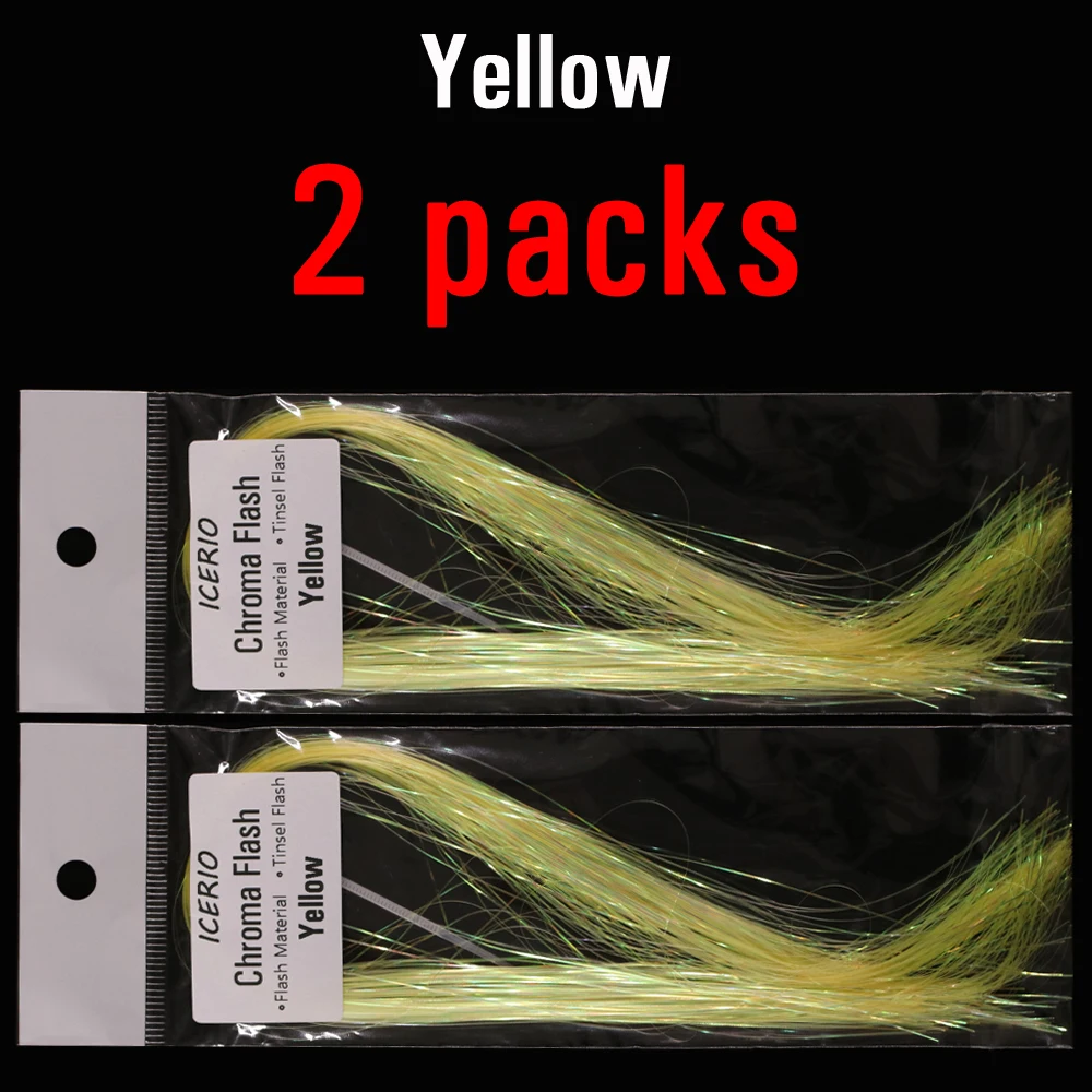 2 packs Yellow ICERIO 2 упаковки синтетического ледяного крыла волокна плоская Вспышка кристалл Mirage Flashabou мишура стримеры Нимфы мошки материалы для завязывания мушек - Цвет: 2 packs Yellow