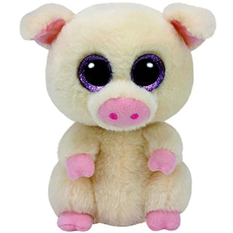 15CM Ty Beanie Piggley Glitter Big Purple Eyes Cute Kawaii Pig Stuffed Plush Doll Kids Toys Baby Toys Children Birthday Gifts