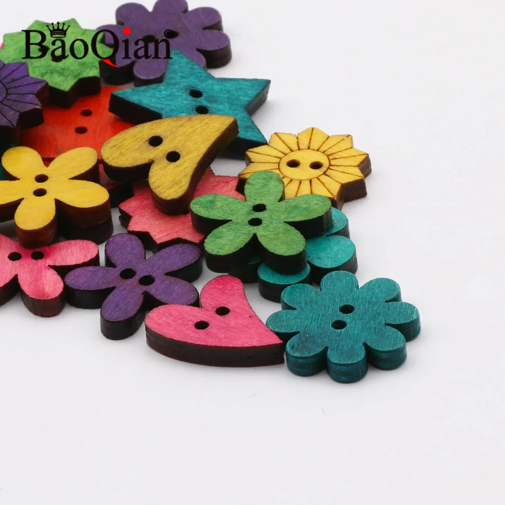 10-50PCS Multi Sizes Round Buttons Mixed 2-Holes Wooden Buttons For Crafts  Clothing Scrapbooking DIY Sewing Accessories