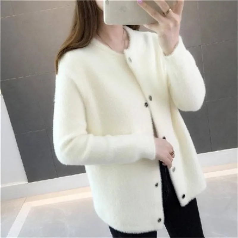 Mink fur autumn and winter sweater coat new women's loose velvet long-sleeved cardigan PZ2438