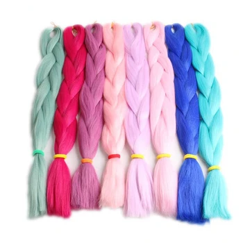 

24 Inches Jumbo Braids Long African Jumbo Synthetic Braiding Hair Yellow Pink Purple Gray Pure Color Hair Extension