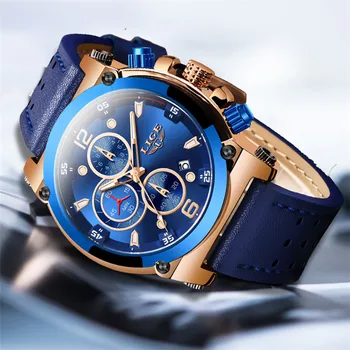 

Relogio Masculino LIGE NEW men watches top brand luxury fashion business Quartz watch men casual leather waterproof clock + box
