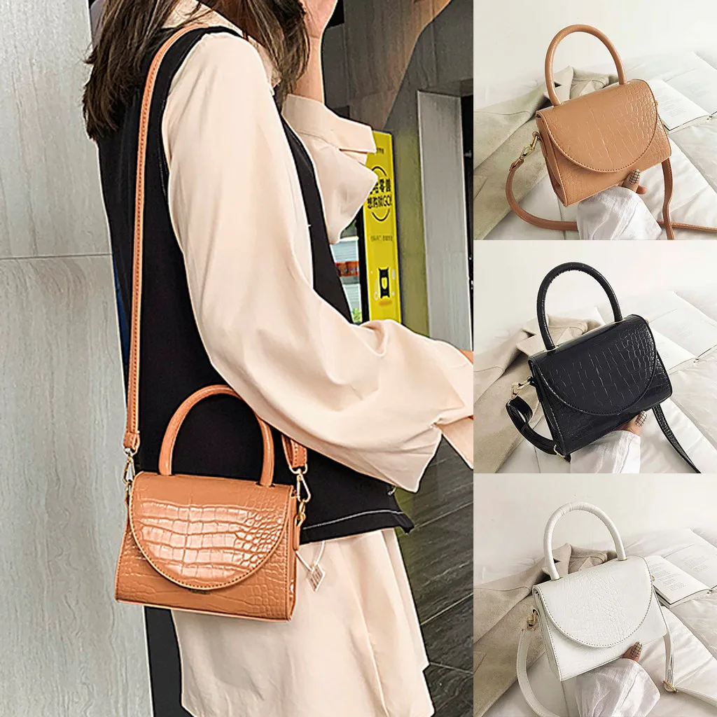 

Women Bag 2019 Crocodile Pattern Solid Leather Small Shoulder Bag Female Totes Fashion Ladies Handbag Simple Messenger Bags