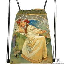 Custom Alphonse Mucha Job Skot Drawstring font b Backpack b font Bag for Man Woman Cute