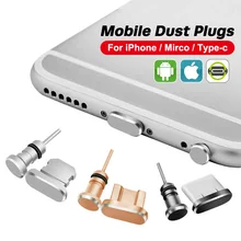 ANMONE-enchufe de metal antipolvo, Micro USB tipo C, puerto de carga, Conector de auriculares, pin de tarjeta de recuperación para Samsung, Huawei, Xiaomi, teléfono android