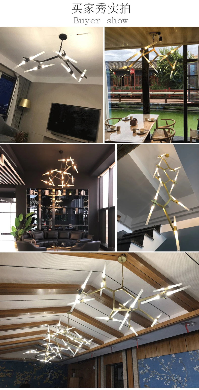 Villa tree branch lamp  Post modern designer Nordic led chandelier tree fork restaurant chandelier villa tree fork Chandelier
