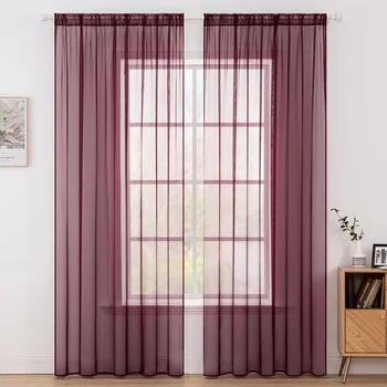 

Pure Solid Color Transparant Solid Sheer Tulles New Home Decoration High Thread Modern Voile Single Panel For Bedroom Cortina