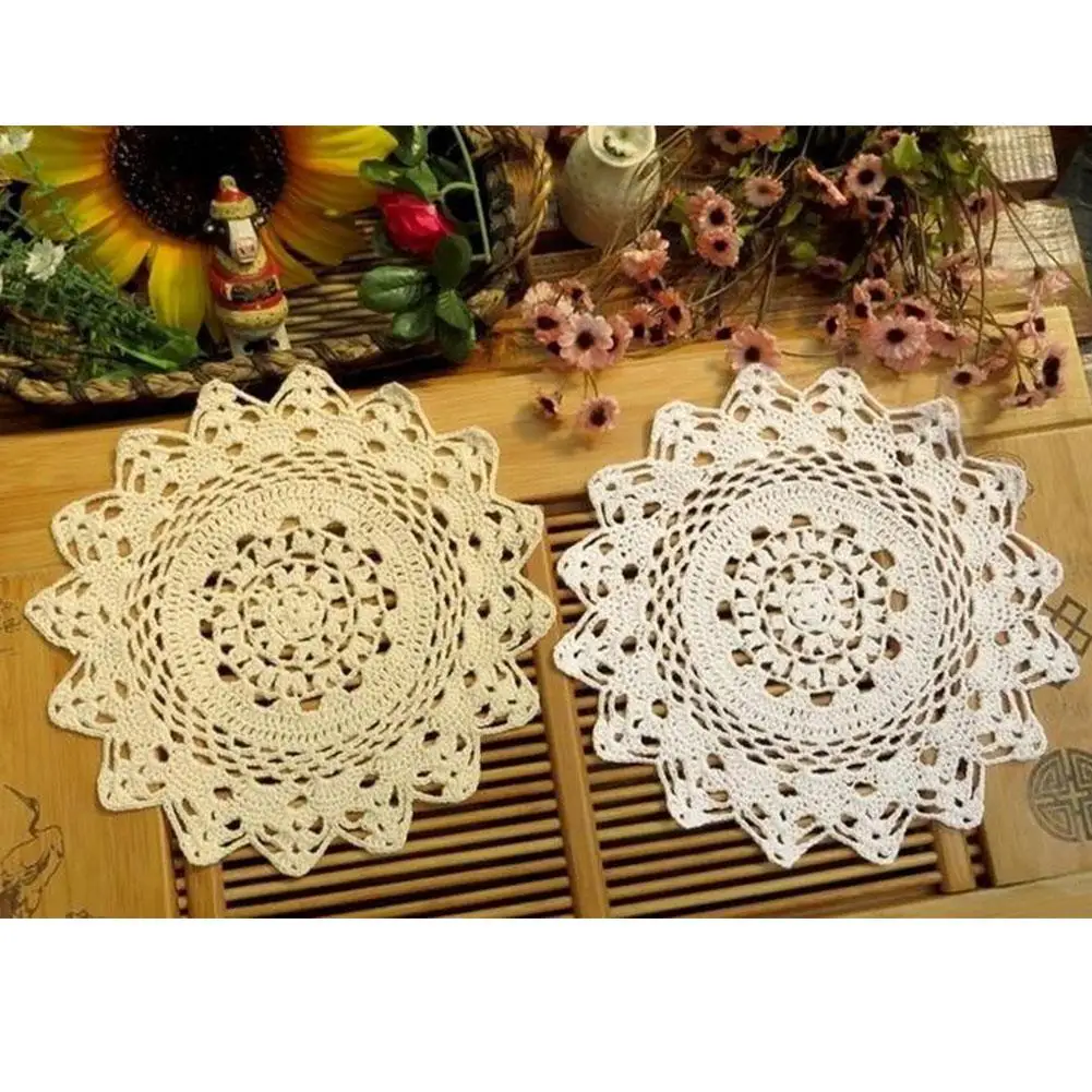 

TWISTER.CK 30CM Handmade Crocheted Cotton Round Cushion European braided Retro Decorative Plate Cushion