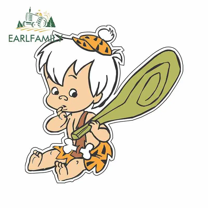 

EARLFAMILY 13cm x 13cm for Cartoon Flintstones Bambam Car Stickers Motorcycle Sunscreen Vinyl JDM RV VAN 3D DIY Fine Decal