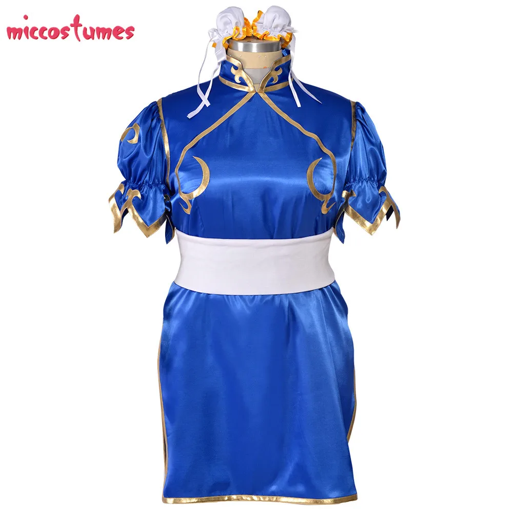 Chun Li Косплей Костюм для взрослых синий Cheongsam вечерние платья на Хэллоуин женский наряд