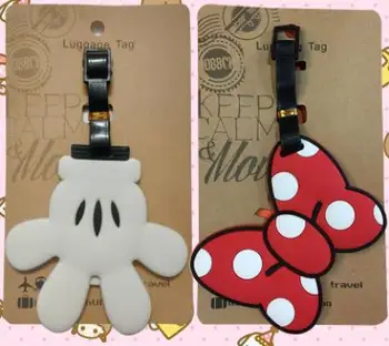 

1 pcs minnie Bow mickey hand luggage tag PVC pendants suitcase decoration keychain Card Holder