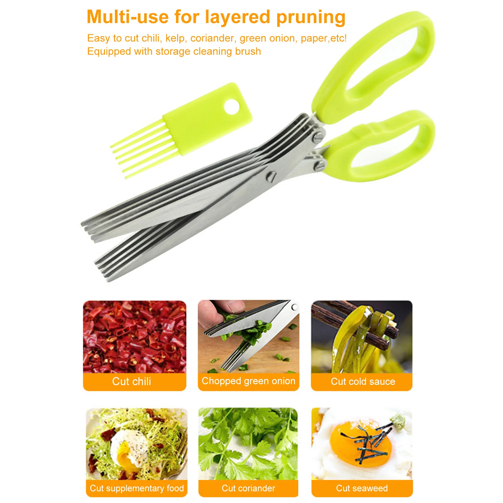  2023 Updated Herb Scissors Set - Herb Scissors With 5 Blades  and Cover, Cool Kitchen Gadgets for Cutting Shredded Lettuce, Cilantro  Fresh, Green Onion Fresh and etc. Also Can Used for