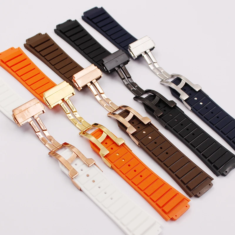 Watch Accessories Men's Rubber Strap For HUBLOT Series Sports Strap 19mm*29mm Women's Silicone Rubber Strap Folding Buckle 24mm