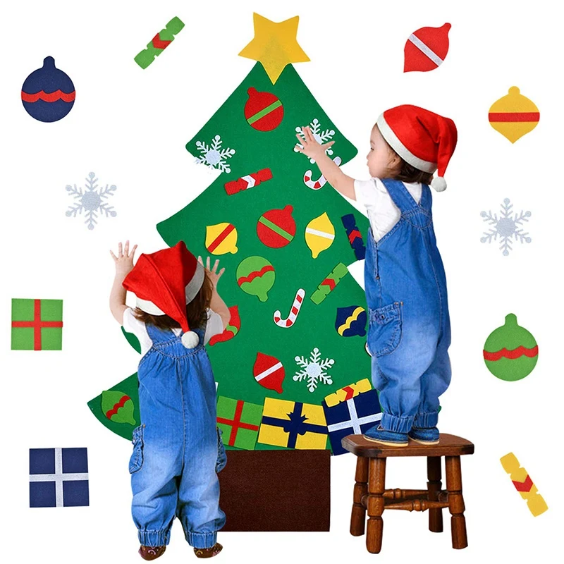 

51 Piece Felt Christmas Tree Decoration, Detachable Glitter Ornaments, Reusable and Easy to Hang and Decorate, Perfect for Kids