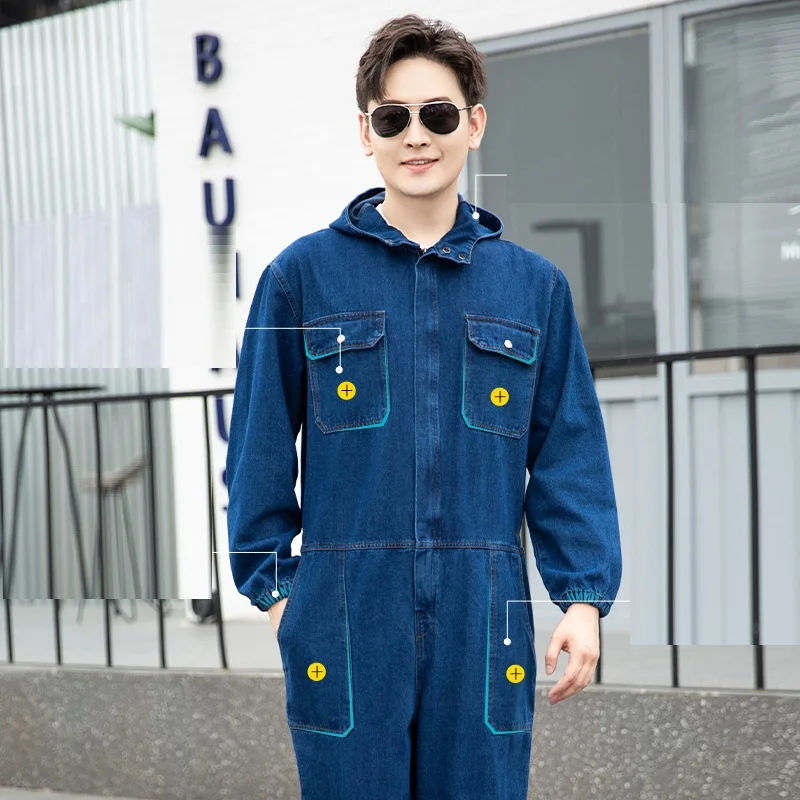 Denim Welding Suit Work Clothing Men 