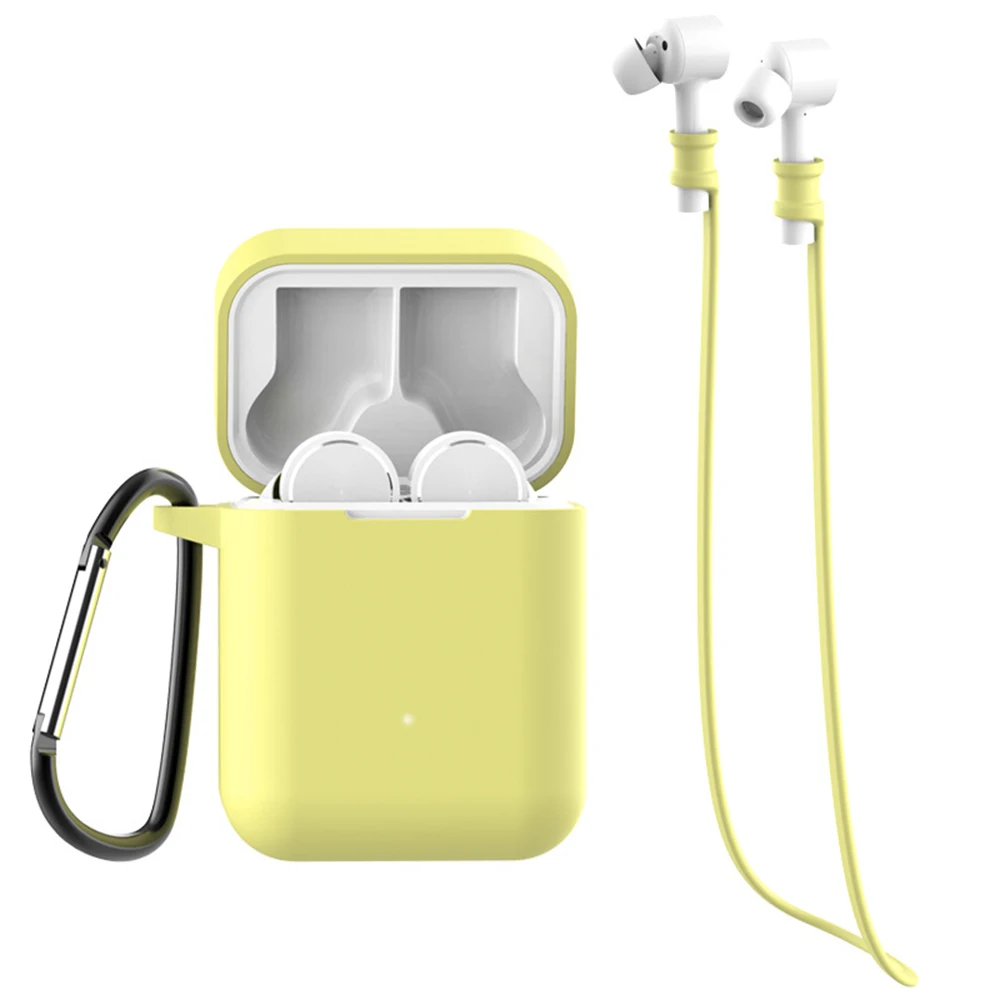 3 в 1 воздушный чехол анти-потеря карабин с ремешком для Xiaomi Airdots Pro Air TWS беспроводные Bluetooth наушники сумки для Xiaomi Airdots Pro - Цвет: D yellow