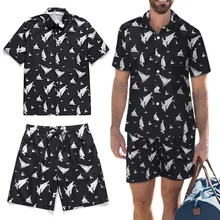 Мужские купальные костюмы, мужские летние купальные костюмы размера плюс, пляжные длинные пляжные шорты, мужские боксеры с принтом парусника, свободный пляжный костюм