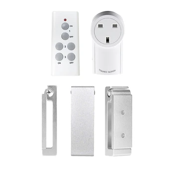 

1x for UK Smart Socket Wireless Remote Control Power Outlet 433Mhz & 5 PCS Foldable Wall Hook(Silver)