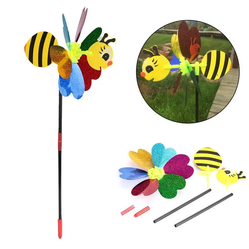 C29C 3D Bee Windmill Wind Spinner Yard Decor Toy Plastic Whirligig Outdoor C29C 3D Bee Windmill Wind Spinner Yard Decor Toy Plastic Whirligig Outdoor