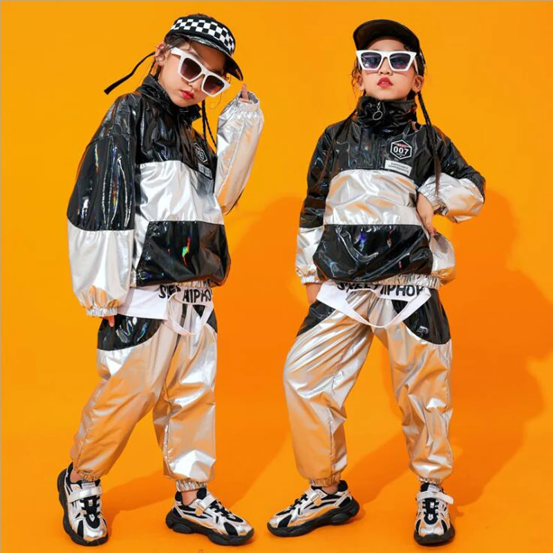 Children-Cool-Hip-Hop-Sequined-Clothing-High-Neck-Sweatshirt-Top-Running-Casual-Pants-for-Girl-Jazz