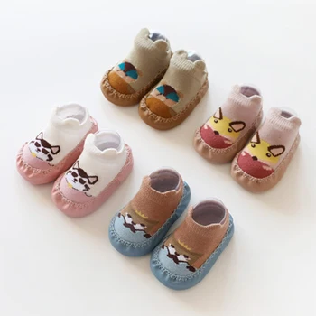 

2020 Spring New Style Baby Socks Anti-slipper Rubber Sole Baby Toddlers Shoes with Cartoon Baby Floor First walking Shoes Socks