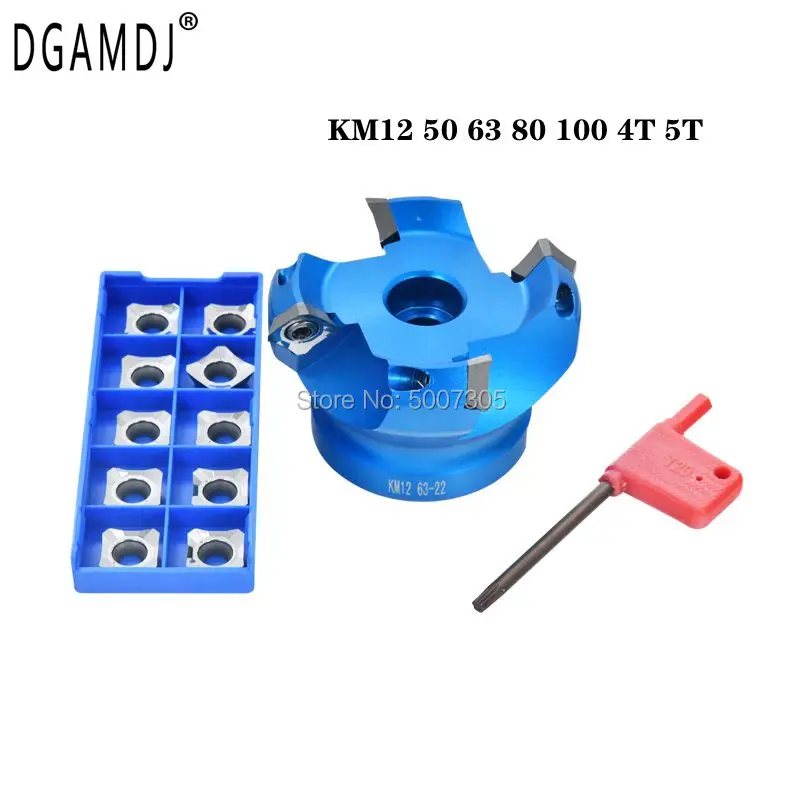 

KM12 50 63 80 100 4T 5T Flat Aluminum Head Milling Cutter SEKT1204 Carbide Blade CNC Machine Tool High Hardness Tool