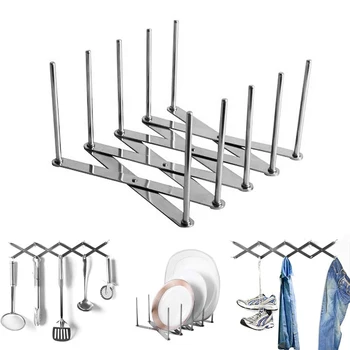 

Retractable Storage Rack Folding Multi-Function Steaming Rack Stainless Steel Kitchenware Pot Cover Rack